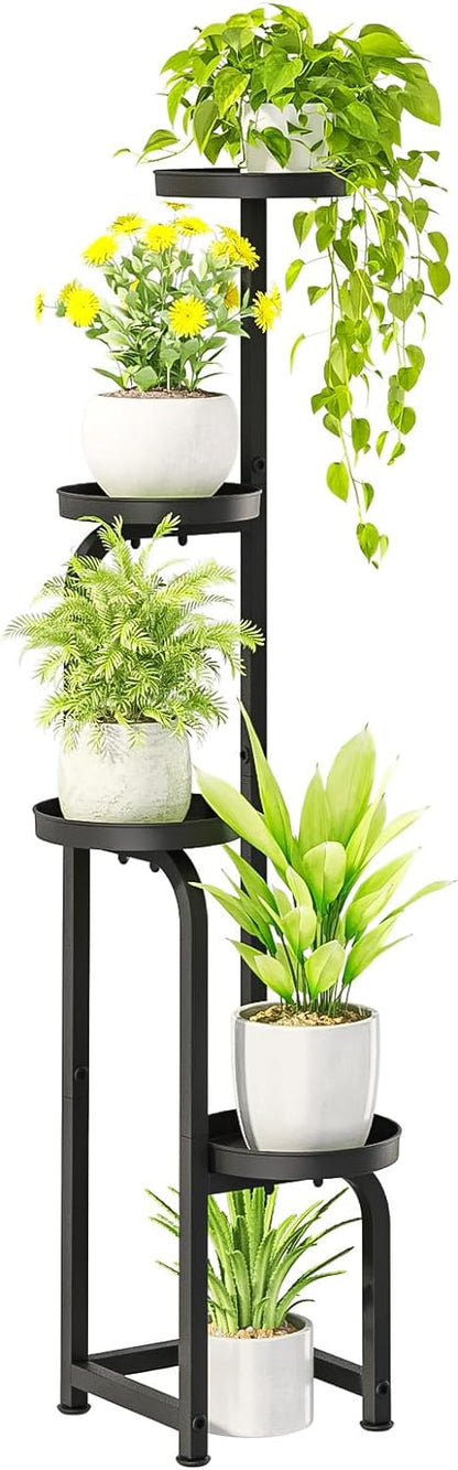 Elevated Metal Plant Stand for Indoor and Outdoor Use, 4-Tier Heavy-Duty Flower Pot Shelf for Patio, Garden, Balcony, Living Room, and Bedroom (Patent Design)