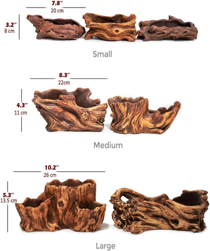 Driftwood Stump Log Concrete Planter/Succulent Pot/Plant Pot, 8.4L X 4.5W