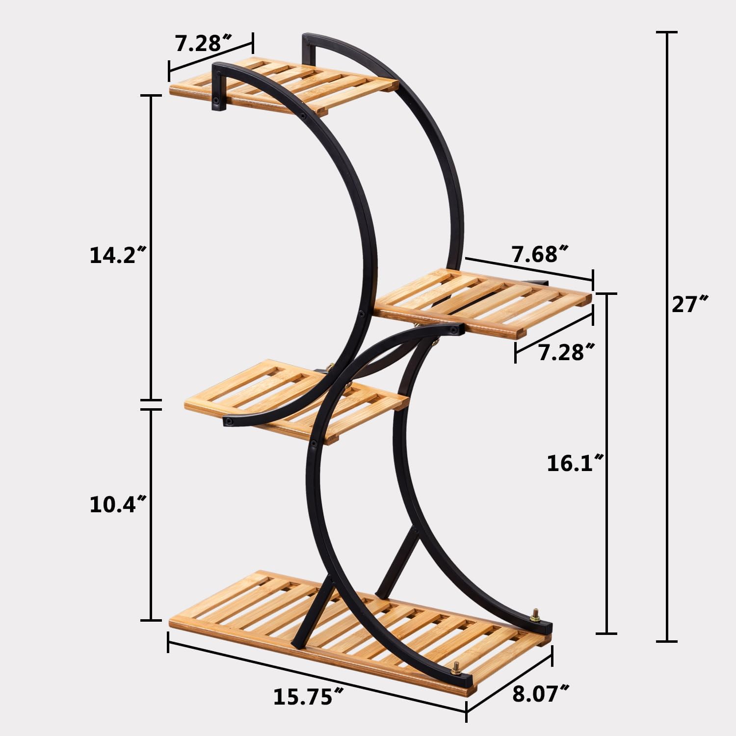 Bamboo 4-Tier Plant Stand Rack Multiple Flower Pot Holder Shelf Indoor Outdoor Planter Display Shelving Unit for Patio Garden Corner Balcony Living Room