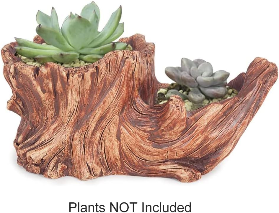 Driftwood Stump Log Concrete Planter/Succulent Pot/Plant Pot, 8.4L X 4.5W