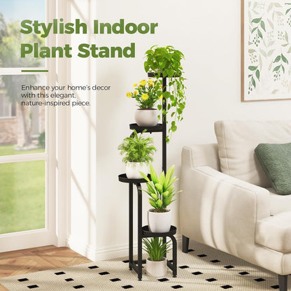 Elevated Metal Plant Stand for Indoor and Outdoor Use, 4-Tier Heavy-Duty Flower Pot Shelf for Patio, Garden, Balcony, Living Room, and Bedroom (Patent Design)