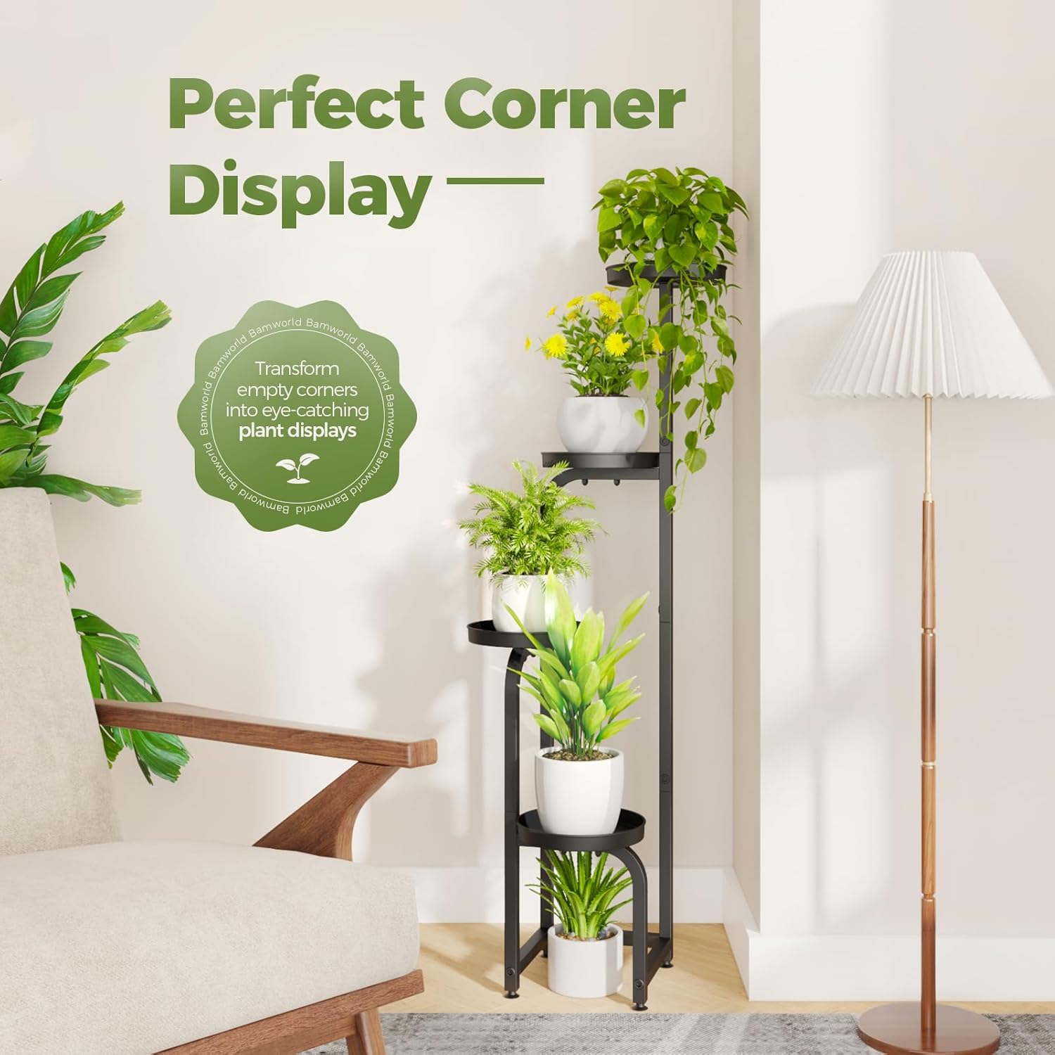 Elevated Metal Plant Stand for Indoor and Outdoor Use, 4-Tier Heavy-Duty Flower Pot Shelf for Patio, Garden, Balcony, Living Room, and Bedroom (Patent Design)