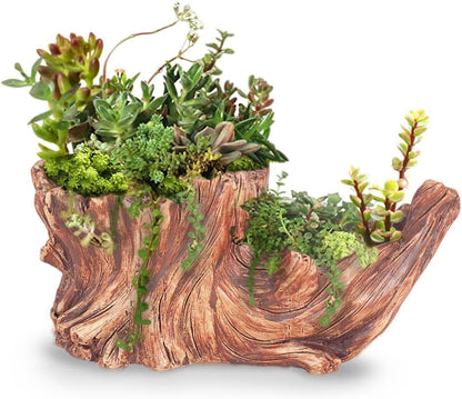 Driftwood Stump Log Concrete Planter/Succulent Pot/Plant Pot, 8.4L X 4.5W