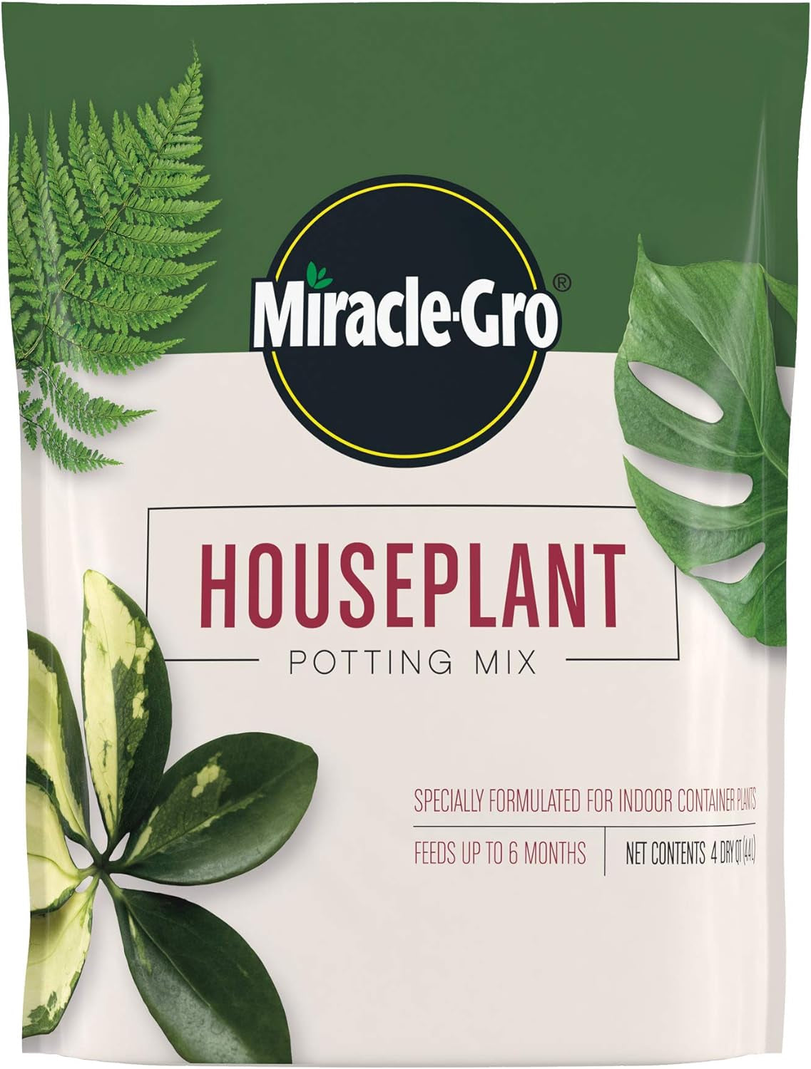 Houseplant Potting Mix: Fertilized, Perlite Soil for Indoor Gardening, Designed to Be Less Prone to Gnats, 4 Qt.