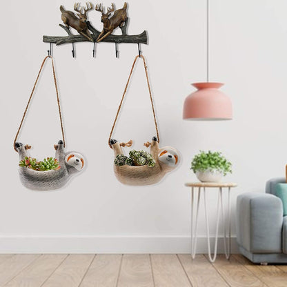 Ceramic Sloth Hanging Planter Pot for Indoor, Cute Hanging Plant Holder Flower Pot for Succulent Plants- Gift for Mother'S Day